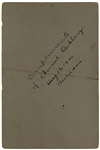 Annie Oakley Signed Cabinet Card -- Large 4.25'' x 6'' Card Signed on Her 59th Birthday